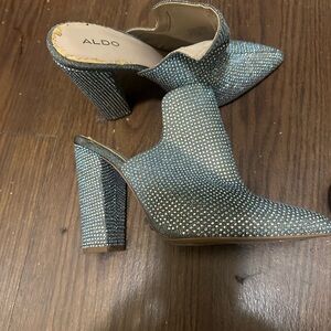 ALDO Sparkling Blue Heeled Mules
